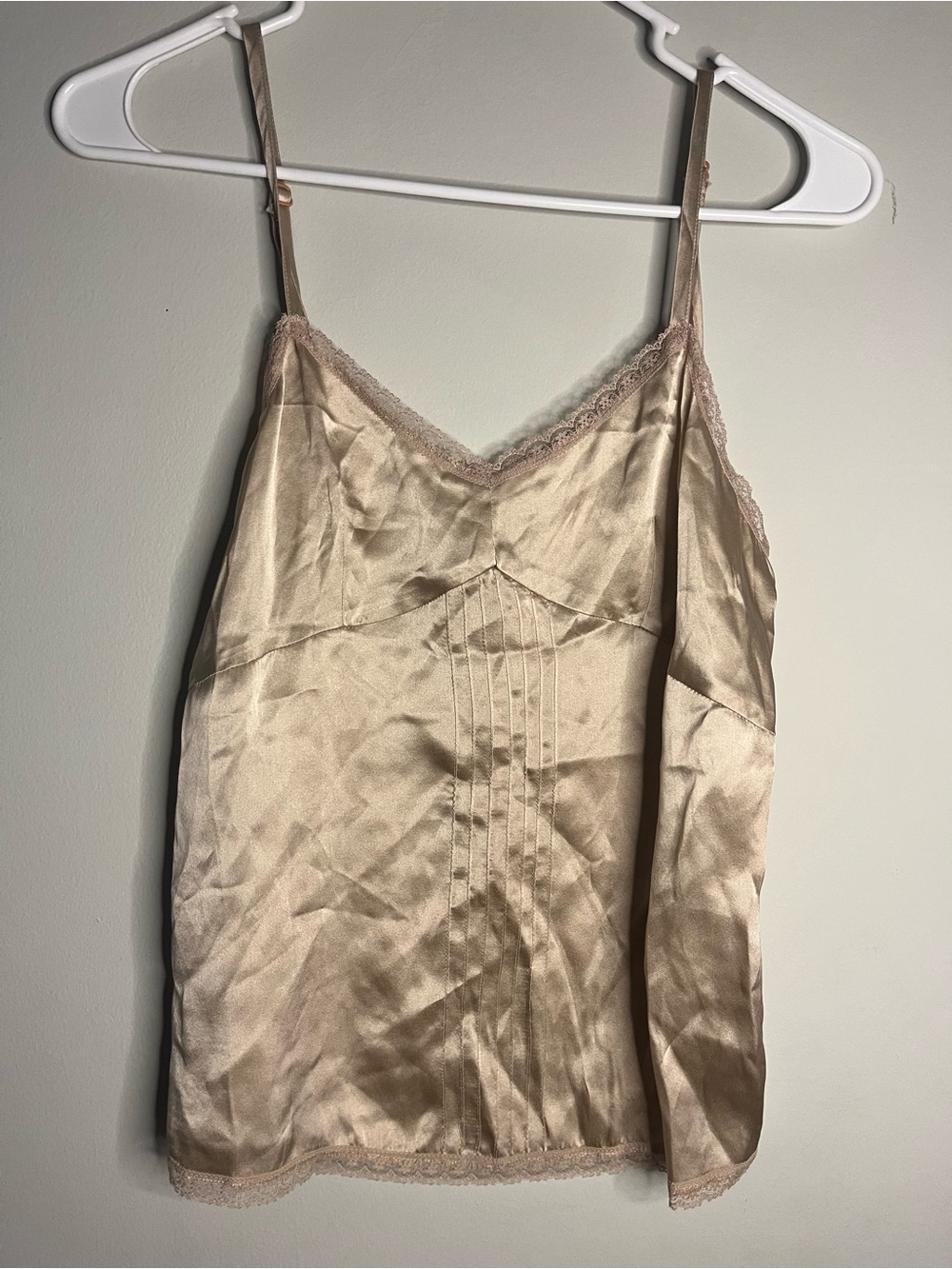 Laura clement size 6 Silky Lace-Trim Cami Tank - Cream